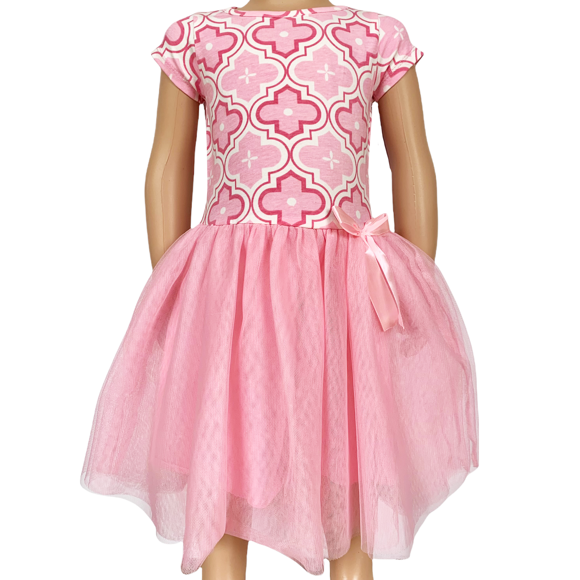 AnnLoren Girls Dress Pink Tulle & Pink Arabesque Party Dress-0